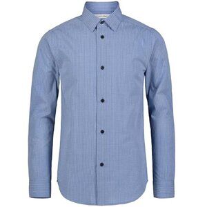 NWT New Calvin Klein Long Sleeve Blue Patterned Dress Shirt Size 10